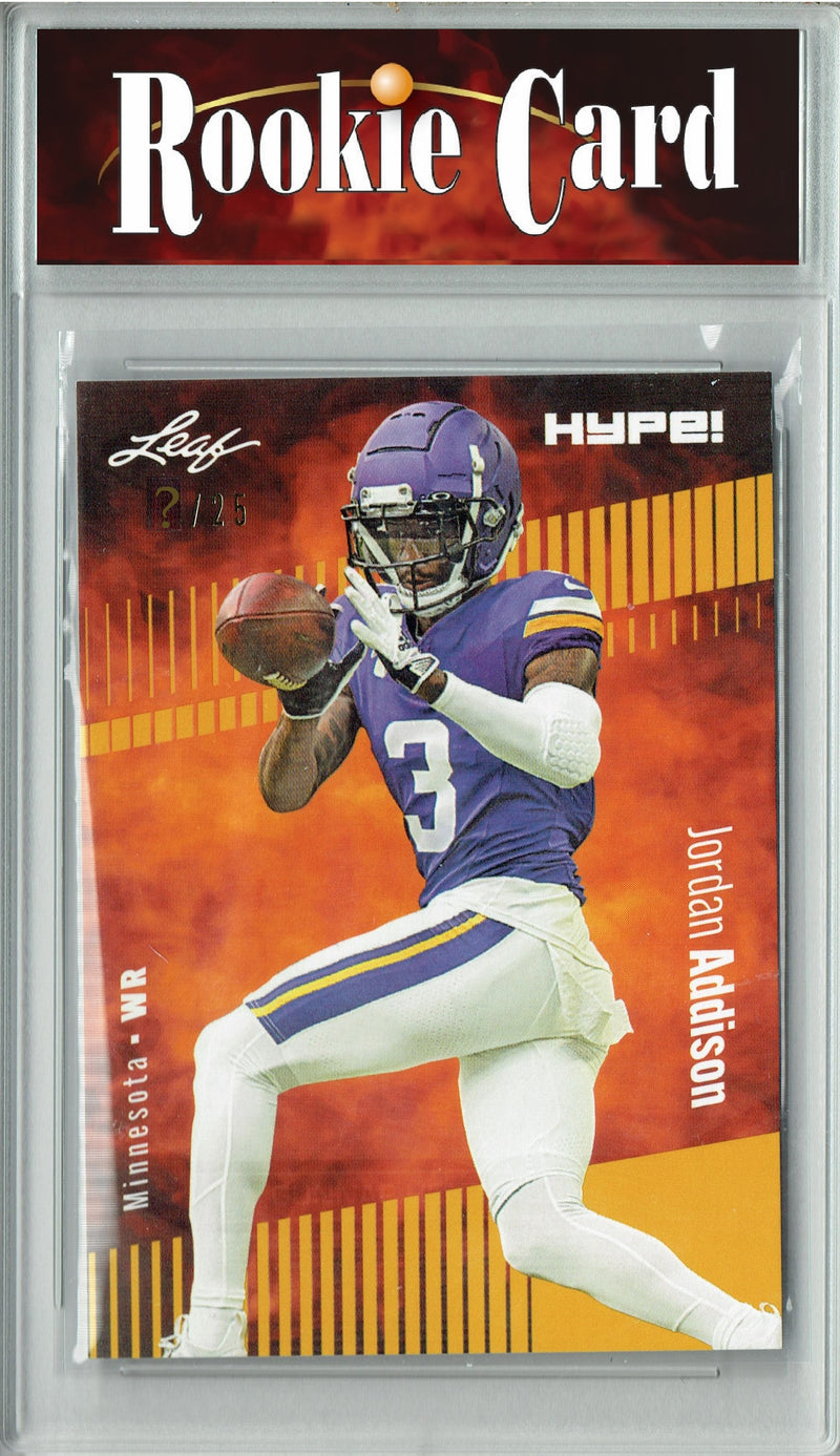 Jordan Addison Rookie Card Minnesota Football Trading Card 2023 Leaf HYPE! #127 Gold SP Just 25 Made  Certified Mint+