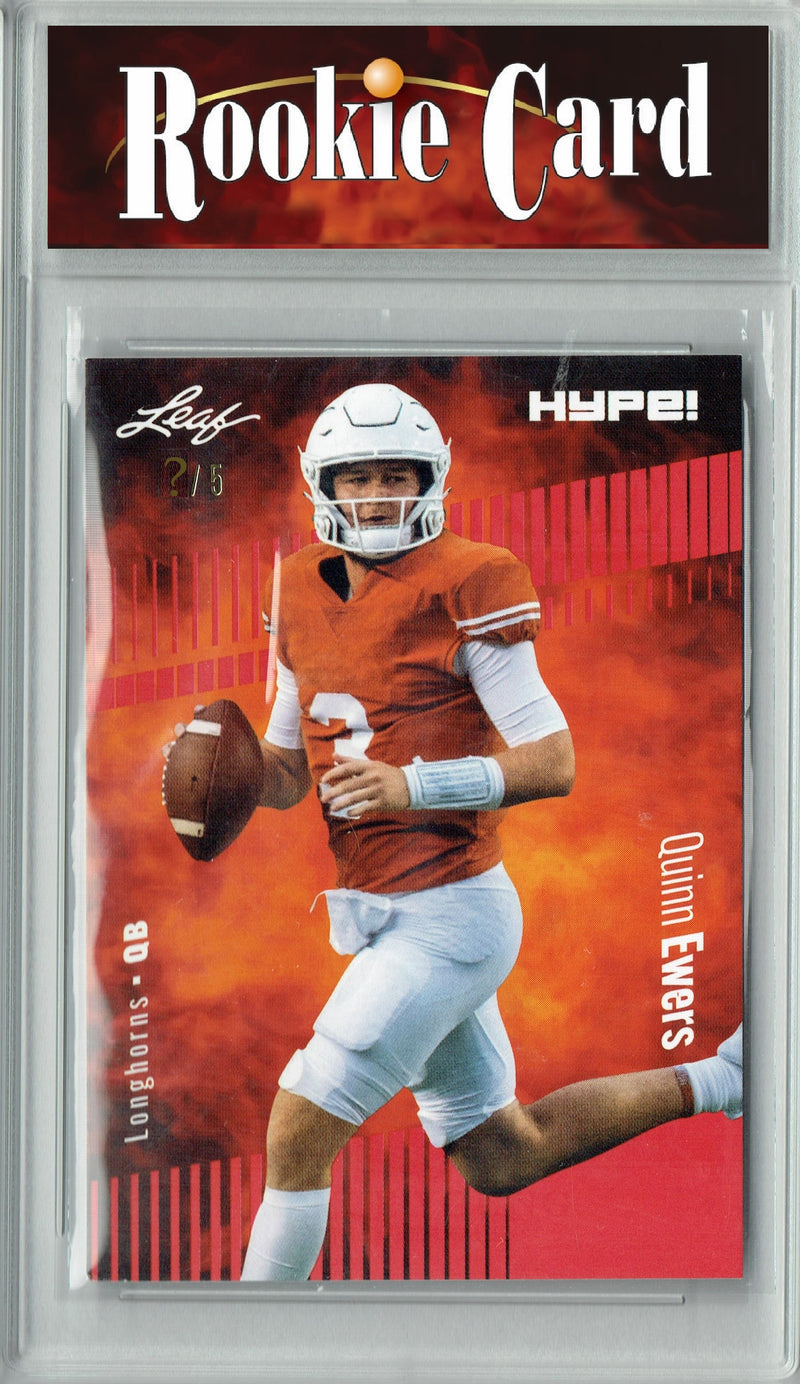 Quinn Ewers Rookie Card Texas Longhorns Football Trading Card 2023 Leaf HYPE! #133 Red SP Just 5 Made  Certified Mint+
