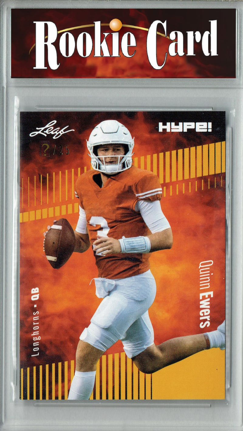 Quinn Ewers Rookie Card Texas Longhorns Football Trading Card 2023 Leaf HYPE! #133 Gold SP Just 25 Made  Certified Mint+