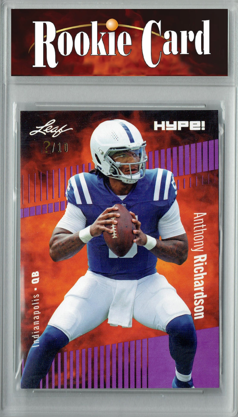 Anthony Richardson Rookie Card Indianapolis Football Trading Card 2023 Leaf HYPE! #100A Purple SP Just 10 Made  Certified Mint+