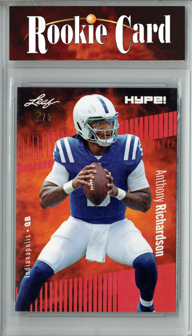 Anthony Richardson Rookie Card Indianapolis Football Trading Card 2023 Leaf HYPE! #100A Red SP Just 5 Made  Certified Mint+
