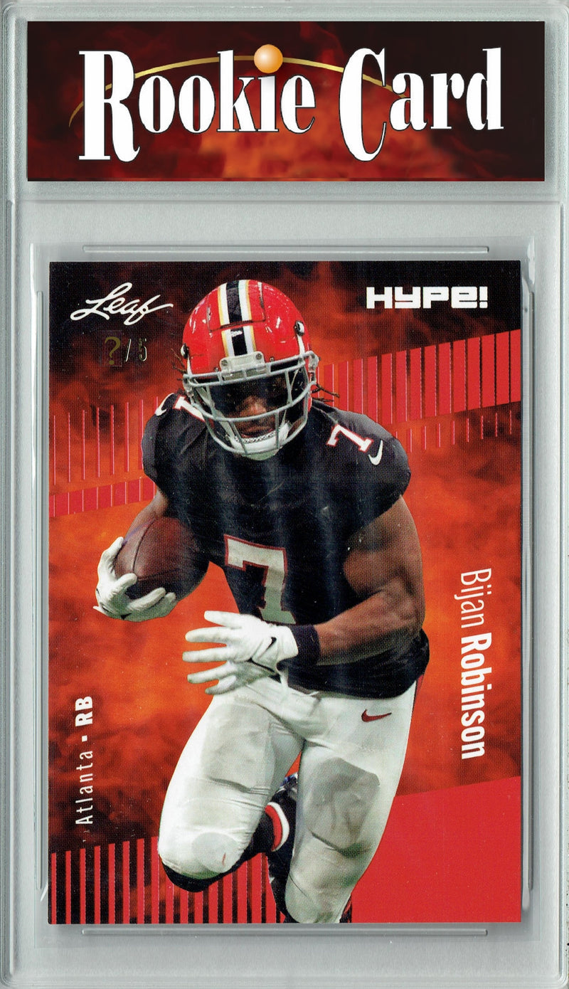 Bijan Robinson Rookie Card Atlanta Football Trading Card 2023 Leaf HYPE! #102A Red SP Just 5 Made  Certified Mint+