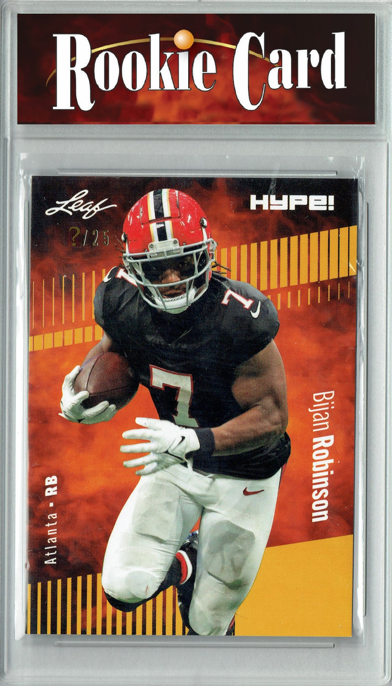 Bijan Robinson Rookie Card Atlanta Football Trading Card 2023 Leaf HYPE! #102A Gold SP Just 25 Made  Certified Mint+