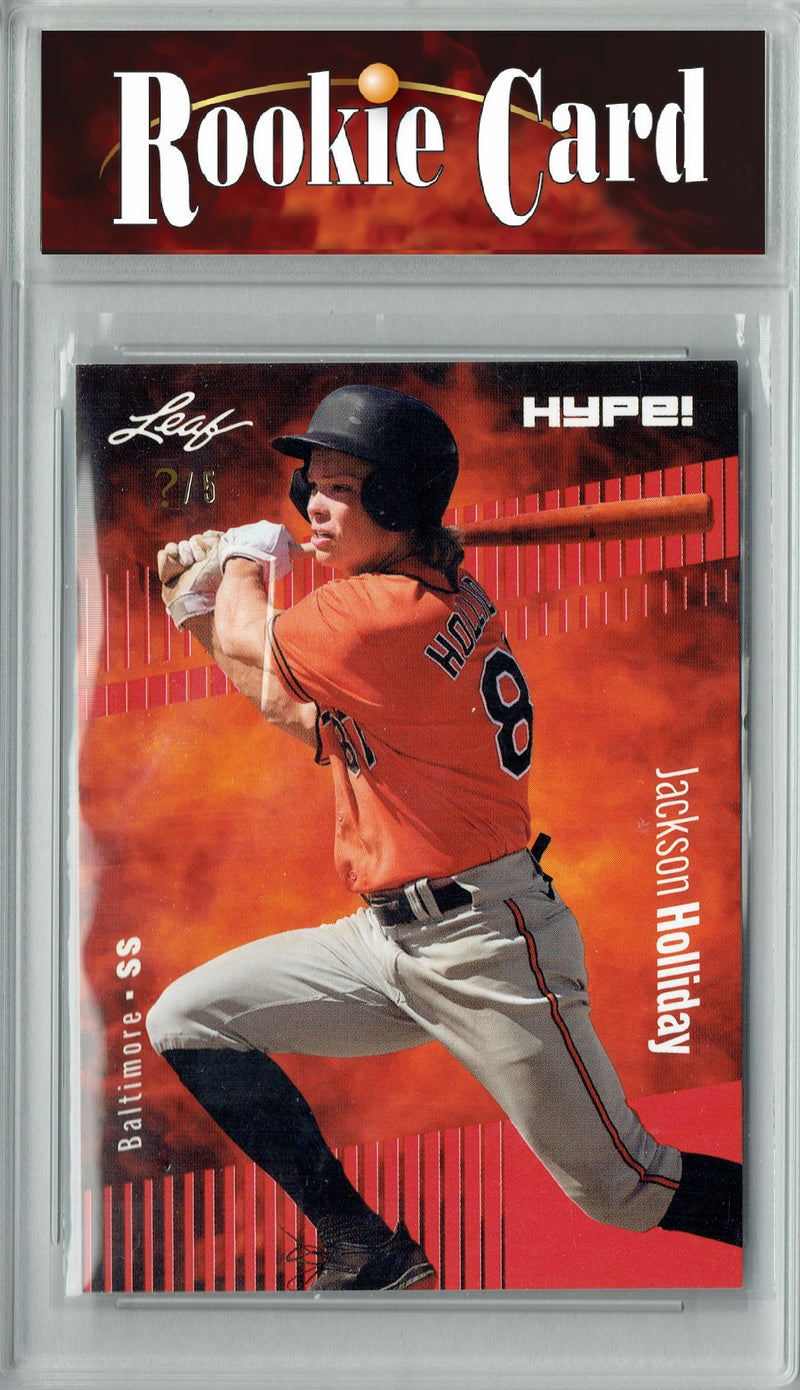 Certified Mint+ Jackson Holliday 2023 Leaf HYPE #124 Red SP, Just 5 Made Rookie Card Baltimore Orioles