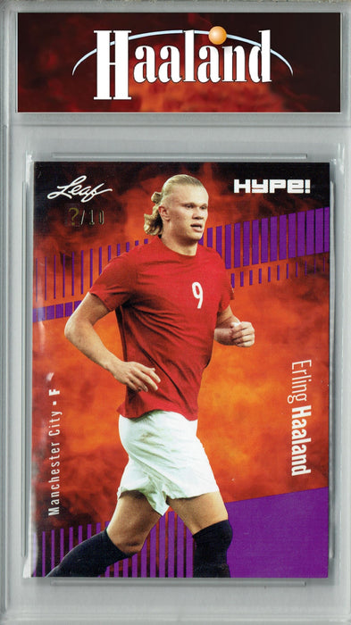 Certified Mint+ Erling Haaland 2023 Leaf HYPE! #118 Purple SP, Just 10 Made Rare Trading Card
