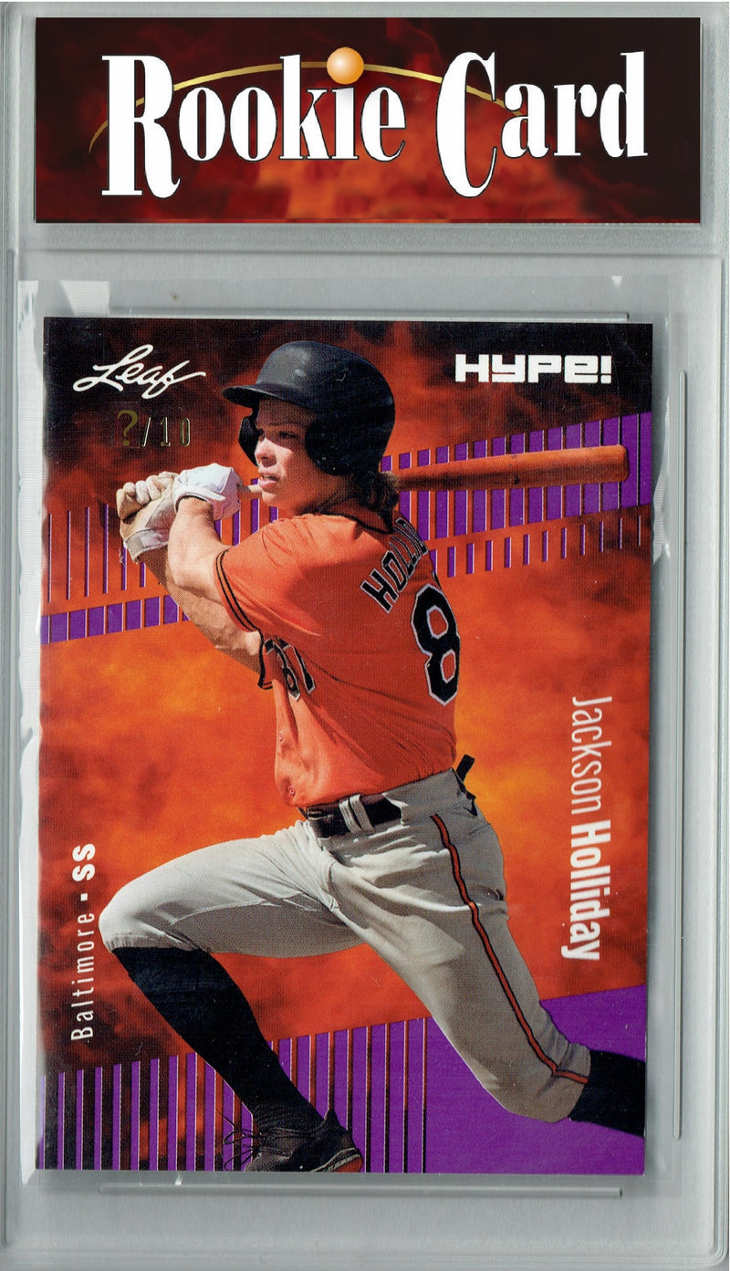Certified Mint+ Jackson Holliday 2023 Leaf HYPE #124 Purple SP, Just 10 Made Rookie Card Baltimore Orioles