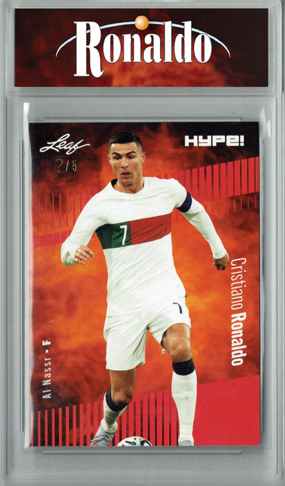 Certified Mint+ Cristiano Ronaldo 2023 Leaf HYPE! #110a Red SP, Just 5 Made Trading Card