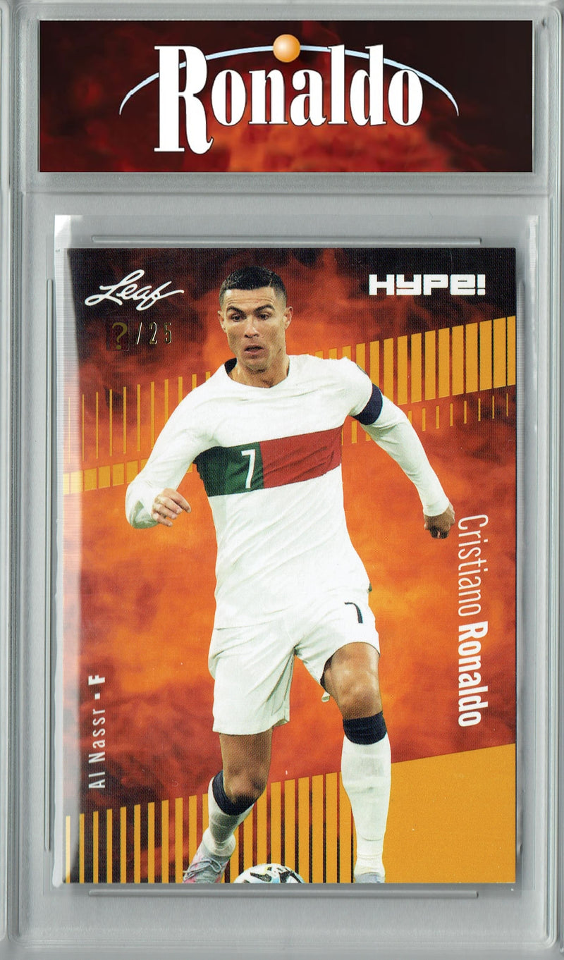 Certified Mint+ Cristiano Ronaldo 2023 Leaf HYPE #110a Gold SP, Just 25 Made Portugal Trading Card