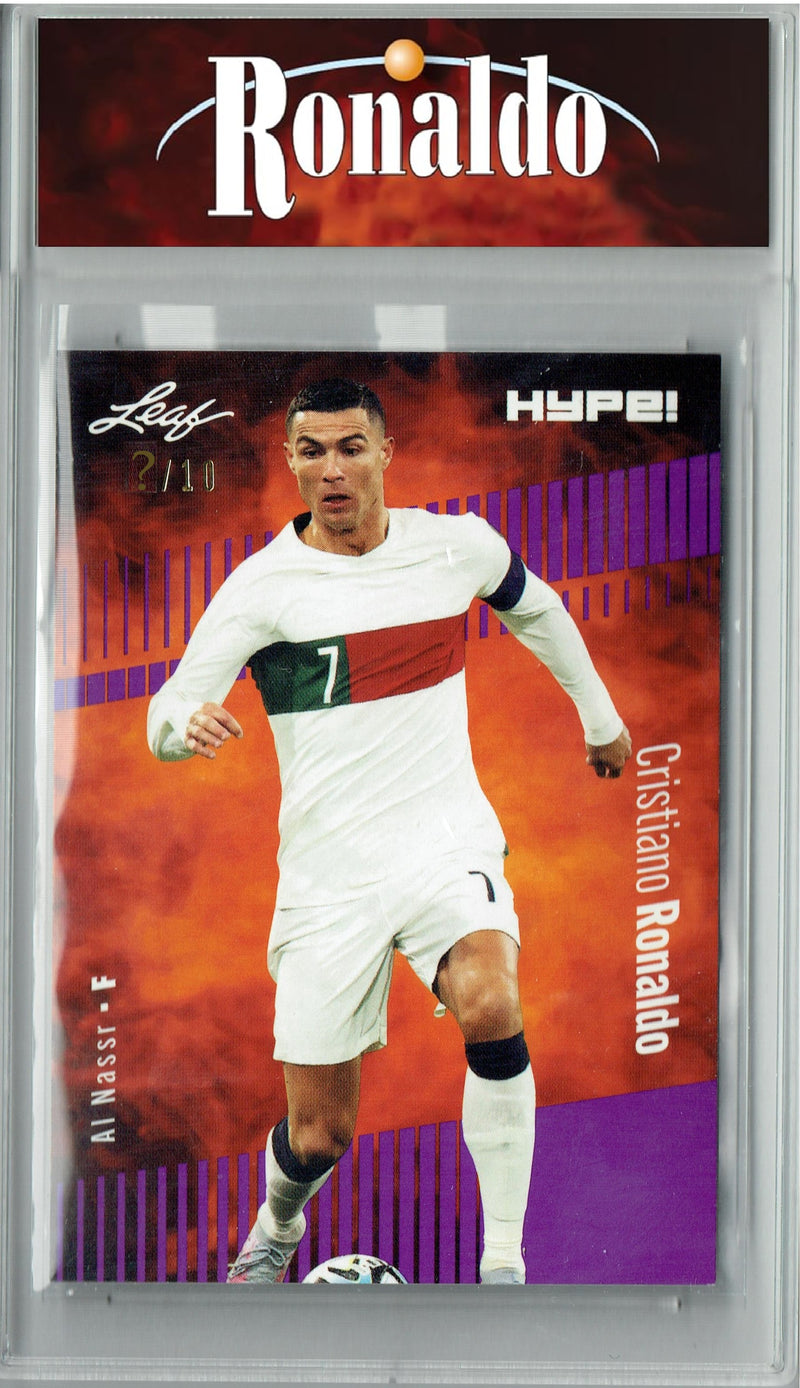 Certified Mint+ Cristiano Ronaldo 2023 Leaf HYPE #110a Purple SP, Just 10 Made Portugal Trading Card