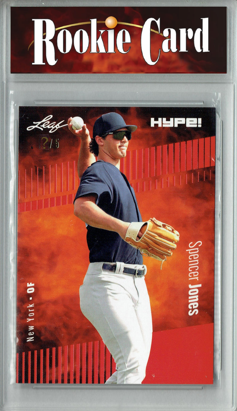 Certified Mint+ Spencer Jones 2023 Leaf HYPE #136 Red SP, Just 5 Made Rookie Card New York Yankees