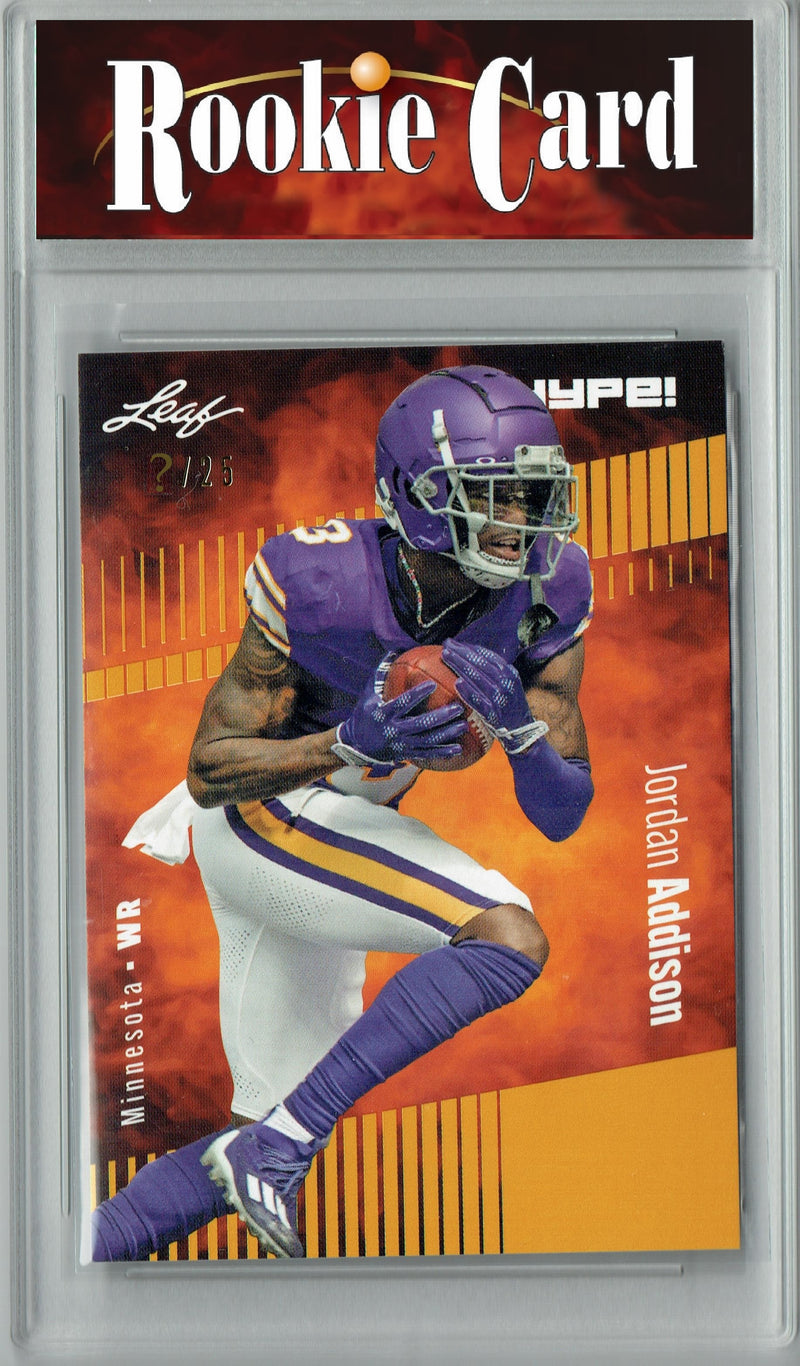 Jordan Addison Rookie Card Minnesota Football Trading Card 2023 Leaf HYPE! #127A Gold SP Just 25 Made  Certified Mint+