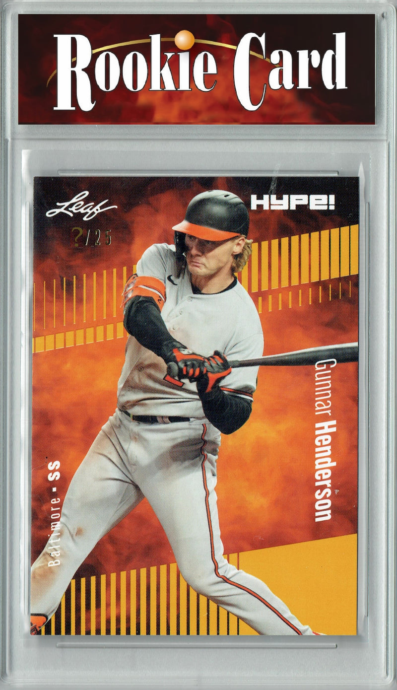 Certified Mint+ Gunnar Henderson 2023 Leaf HYPE #121 Gold SP, Just 25 Made Rookie Card Baltimore Orioles