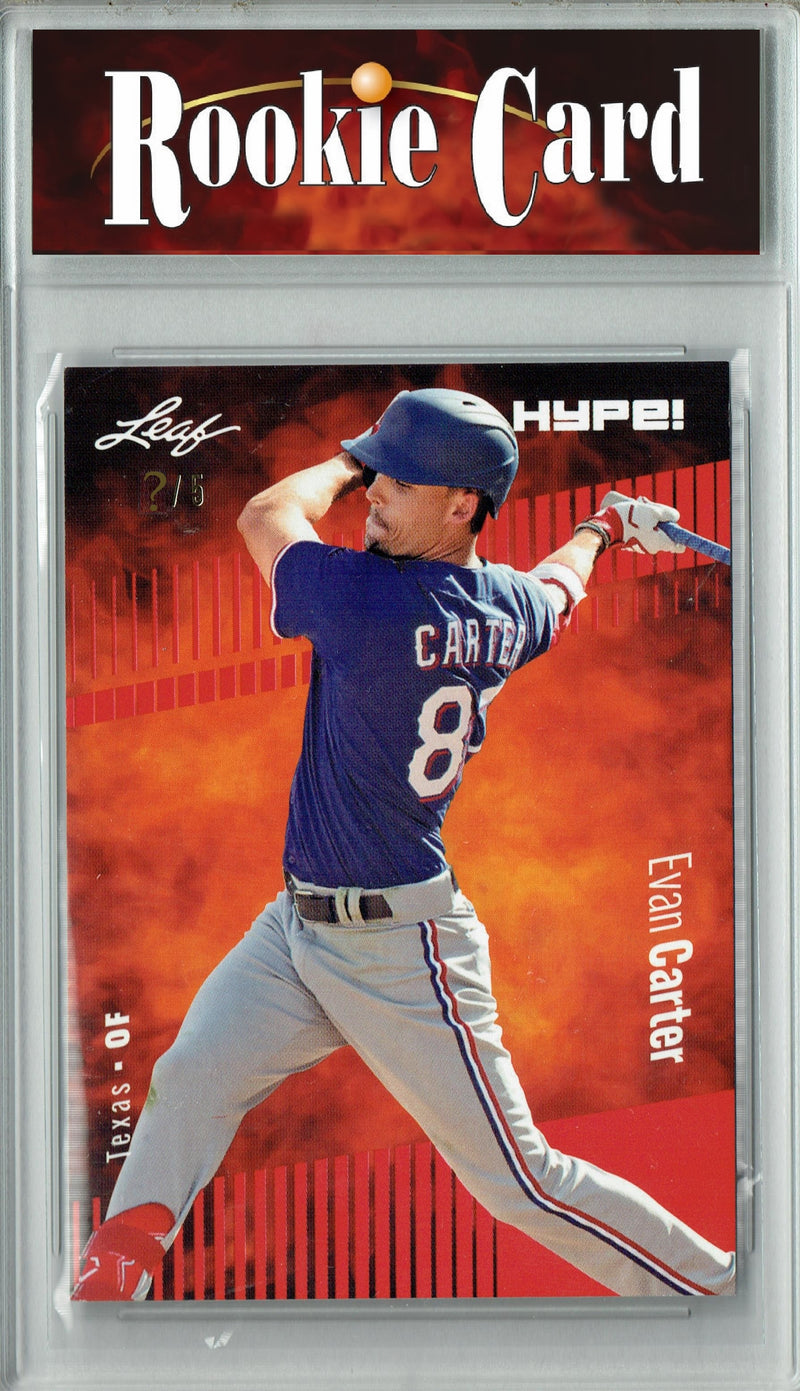 Certified Mint+ Evan Carter 2023 Leaf HYPE #120 Red SP, Just 5 Made Rookie Card Texas Rangers