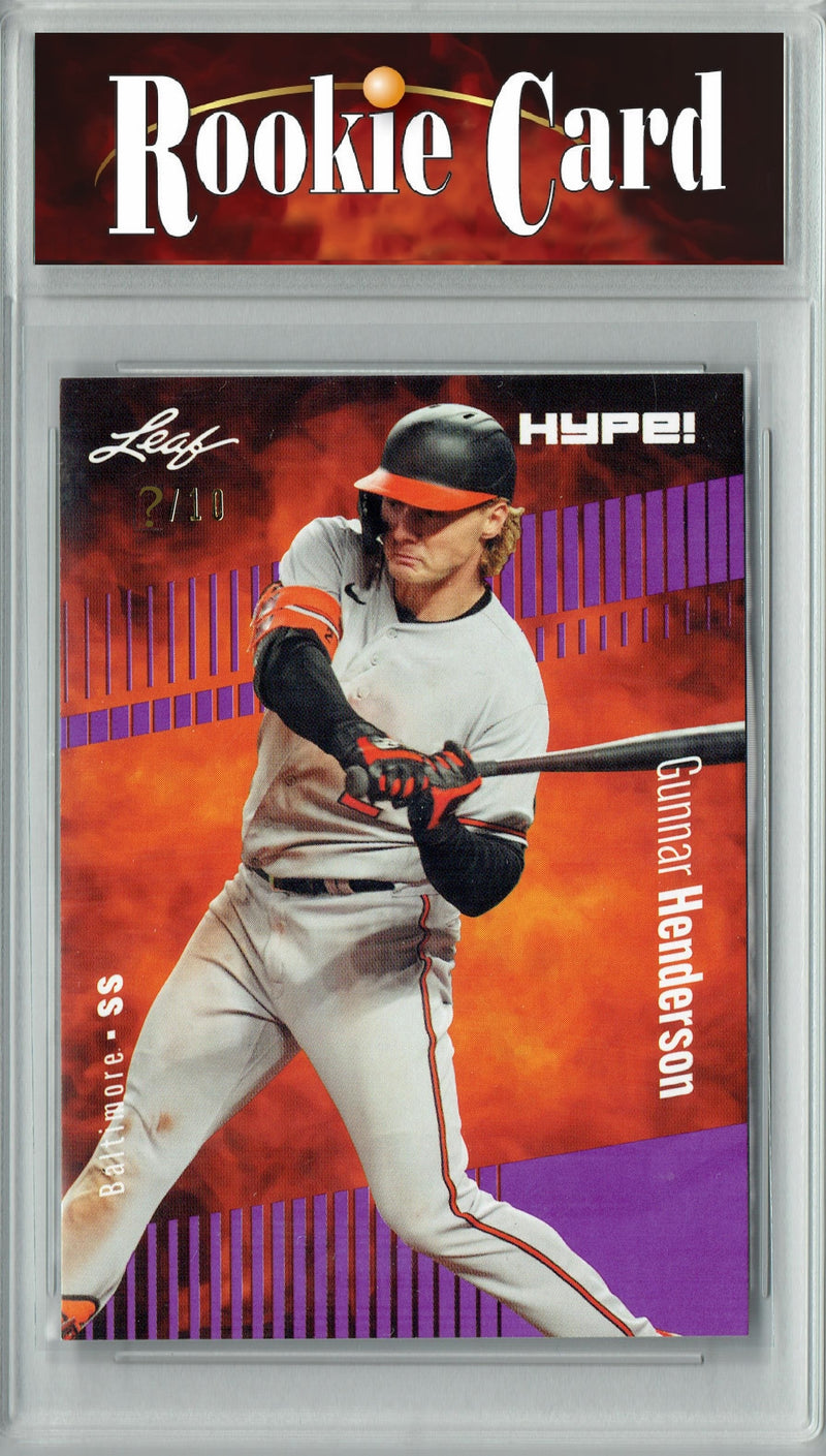 Certified Mint+ Gunnar Henderson 2023 Leaf HYPE #121 Purple SP, Just 10 Made Rookie Card Baltimore Orioles