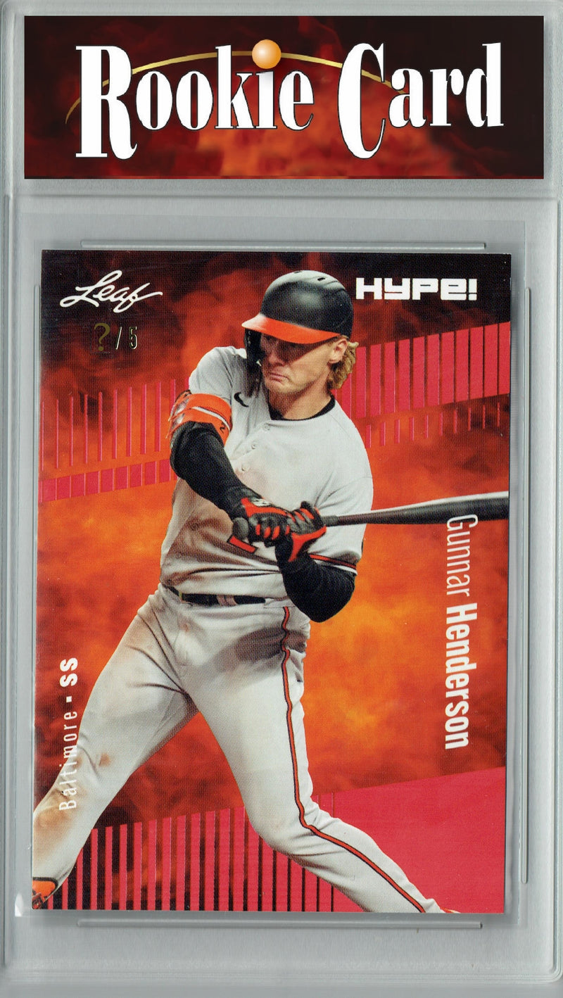 Certified Mint+ Gunnar Henderson 2023 Leaf HYPE #121 Red SP, Just 5 Made Rookie Card Baltimore Orioles