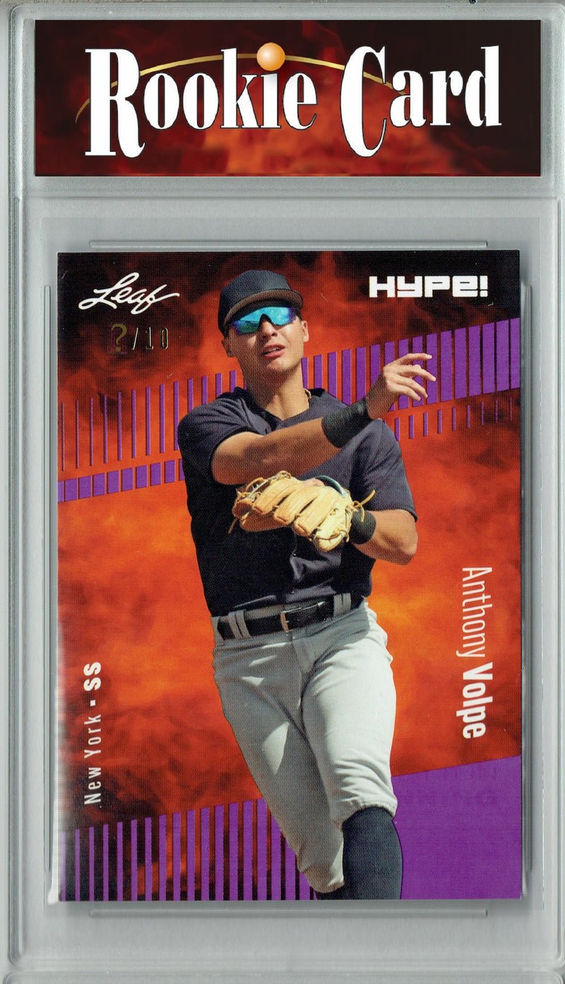Certified Mint+ Anthony Volpe 2023 Leaf HYPE #101 Purple SP, Just 10 Made Rookie Card New York Yankees