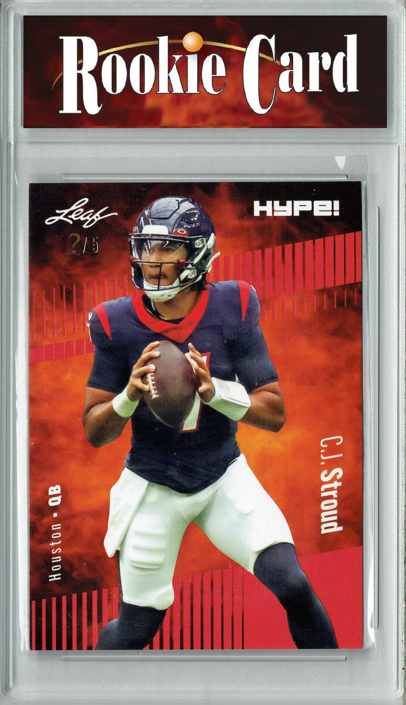 C.J. Stroud Rookie Card Houston Football Trading Card 2023 Leaf HYPE! #106 Red SP Just 5 Made  Certified Mint+