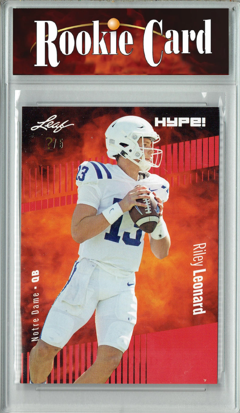 Riley Leonard Rookie Card Notre Dame Fighting Irish Football Trading Card 2023 Leaf HYPE! #134 Red SP Just 5 Made  Certified Mint+