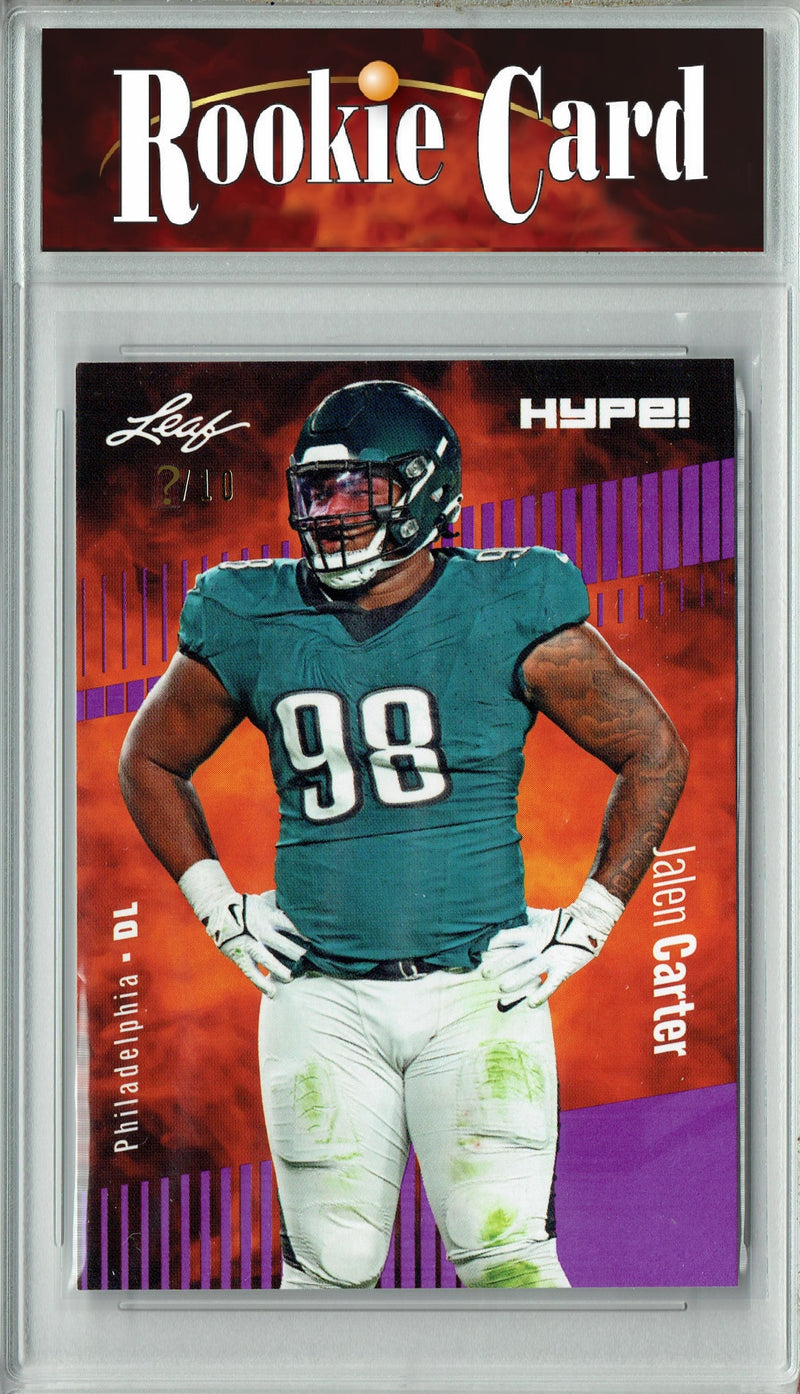 Jalen Carter Rookie Card Philadelphia Football Trading Card 2023 Leaf HYPE! #126 Purple SP Just 10 Made  Certified Mint+