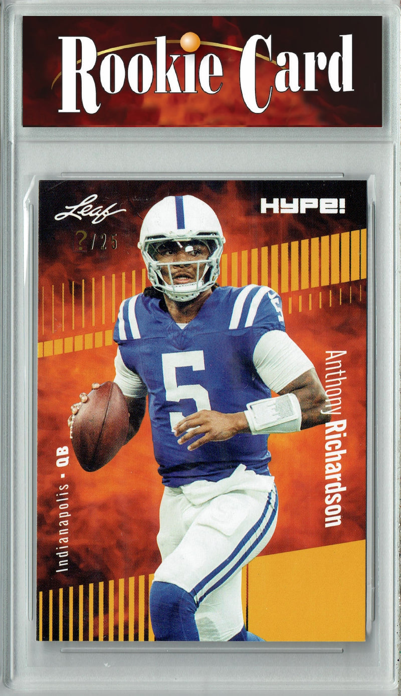 Anthony Richardson Rookie Card Indianapolis Football Trading Card 2023 Leaf HYPE! #100 Gold SP Just 25 Made  Certified Mint+