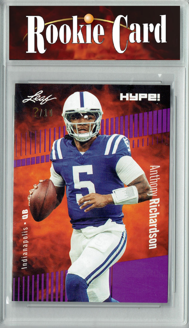 Anthony Richardson Rookie Card Indianapolis Football Trading Card 2023 Leaf HYPE! #100 Purple SP Just 10 Made  Certified Mint+