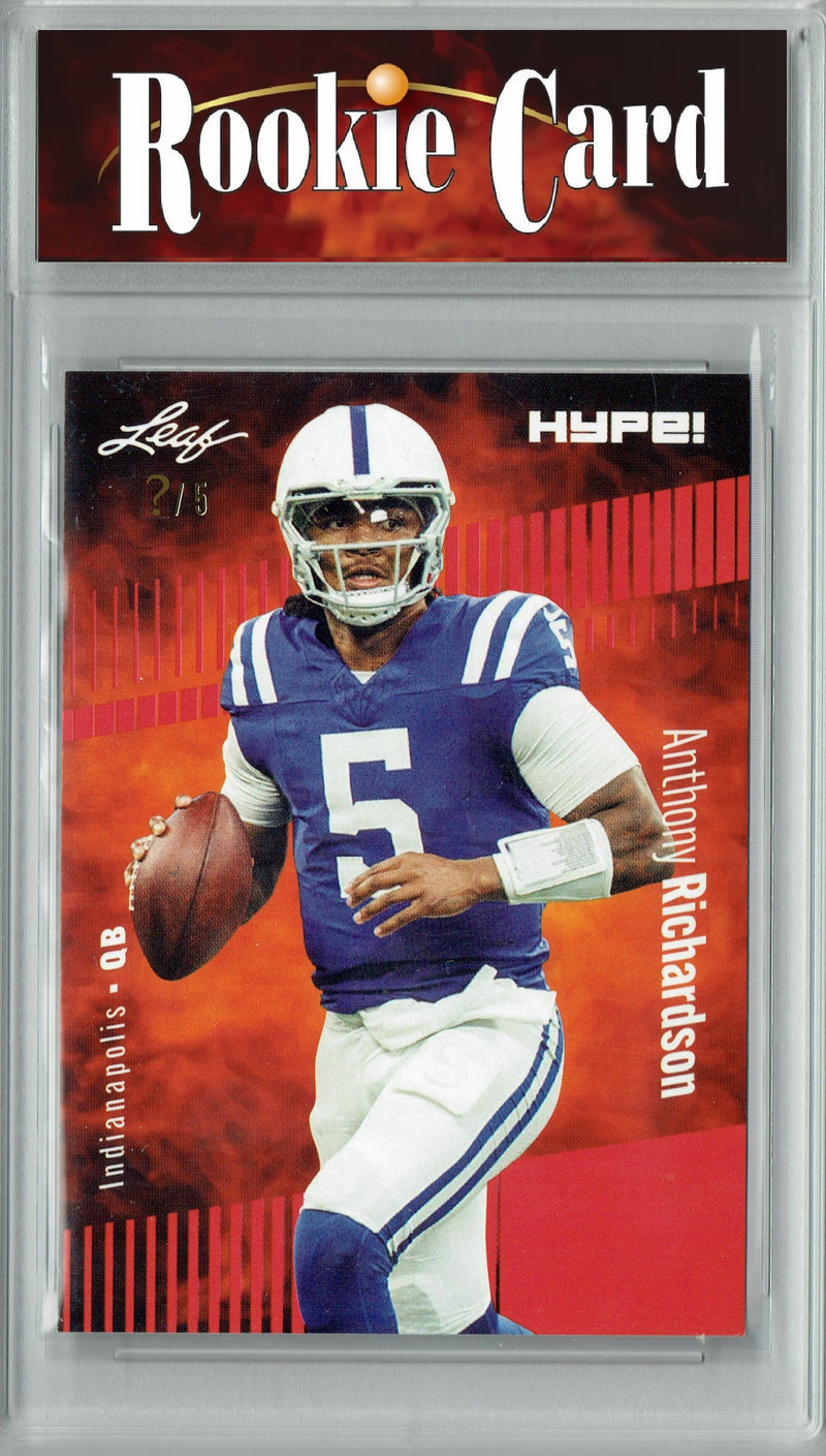 Anthony Richardson Rookie Card Indianapolis Football Trading Card 2023 Leaf HYPE! #100 Red SP Just 5 Made  Certified Mint+