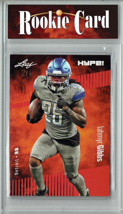 Certified Mint+ Jahmyr Gibbs 2023 Leaf HYPE! #125 Red SP, Just 5 Made Rookie Card