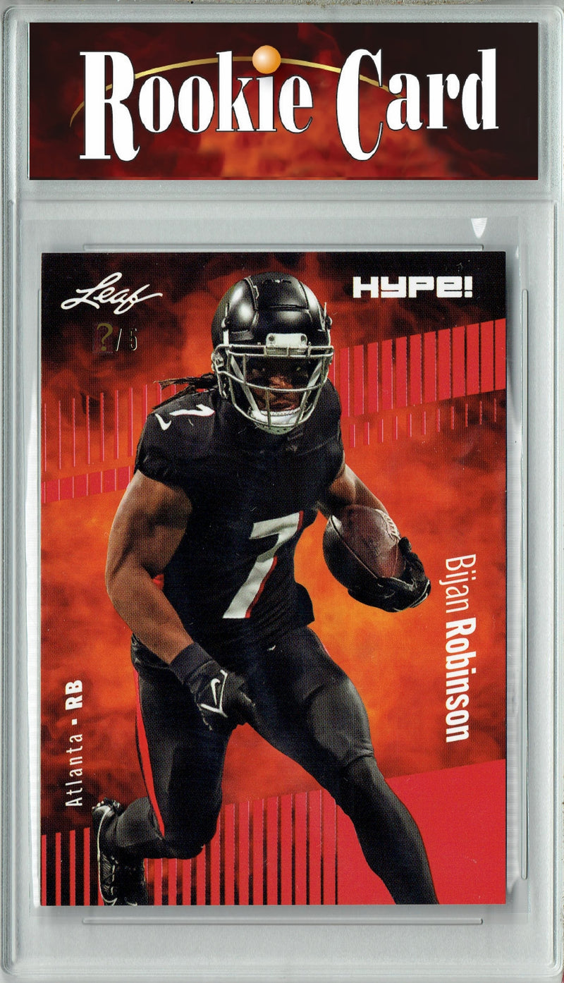Bijan Robinson Rookie Card Atlanta Football Trading Card 2023 Leaf HYPE! #102 Red SP Just 5 Made  Certified Mint+