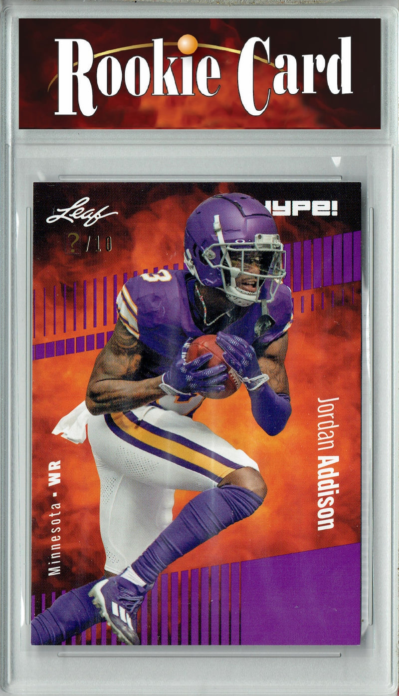 Jordan Addison Rookie Card Minnesota Football Trading Card 2023 Leaf HYPE! #127A Purple SP Just 10 Made  Certified Mint+