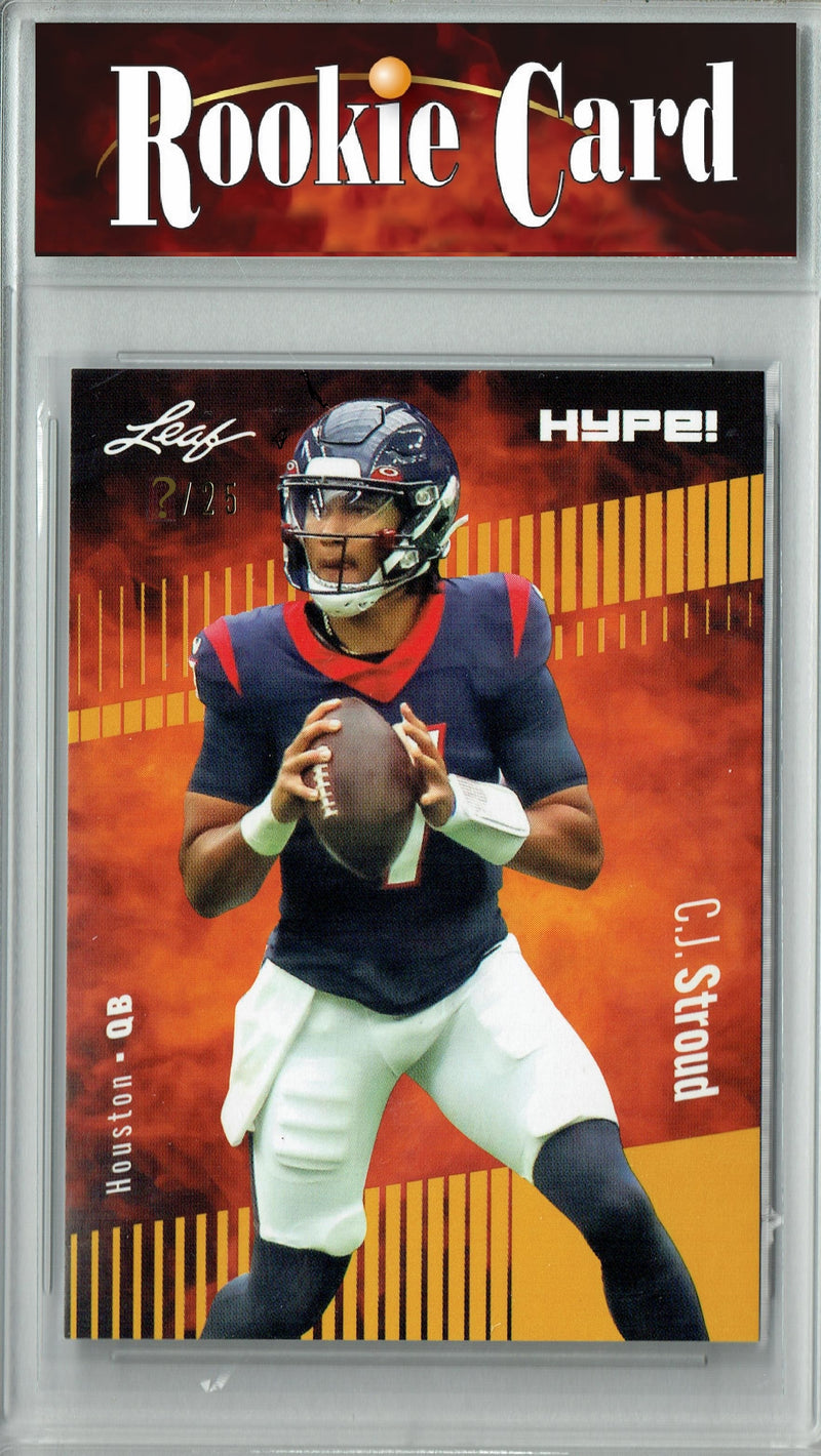 C.J. Stroud Rookie Card Houston Football Trading Card 2023 Leaf HYPE! #106 Gold SP Just 25 Made  Certified Mint+