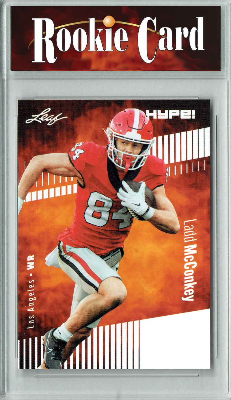 Ladd McConkey Rookie Card Los Angeles Football Trading Card 2024 Leaf HYPE! #163 Only 5000 Made  Certified Mint+