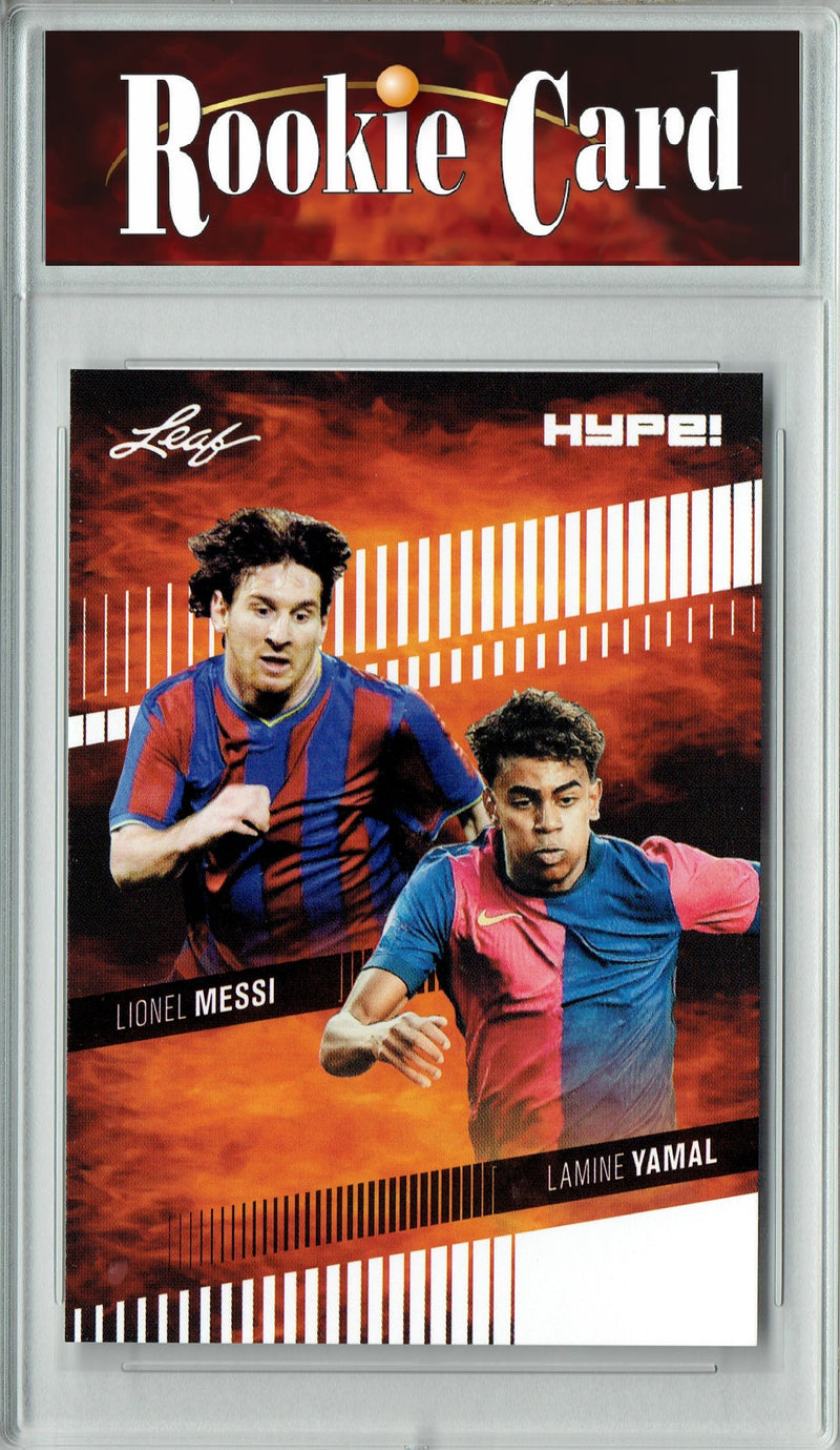 Certified Mint+ Lionel Messi/Lamine Yamal 2024 Leaf HYPE! #175 Barca Generations Rookie Card Barcelona