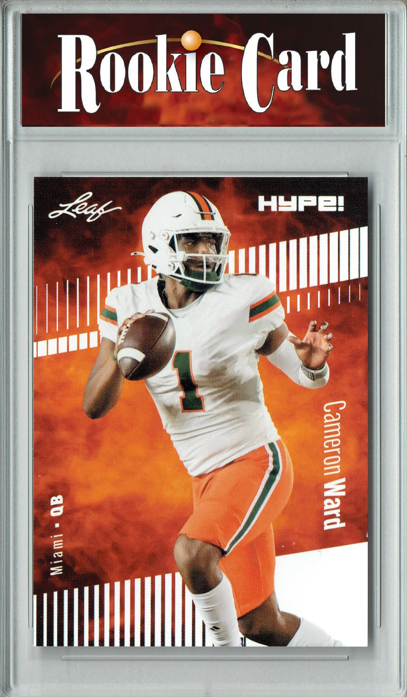Cam Ward Rookie Card Miami Hurricanes Football Trading Card 2024 Leaf HYPE! #160 Only 5000 Made  Certified Mint+