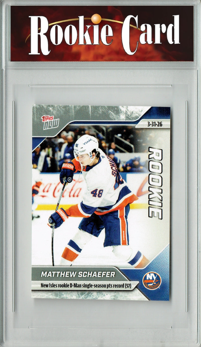 Certified Mint+ Matthew Schaeffer 2025 Topps Now #135 Single Season Pts Record Rookie Card New York Islanders