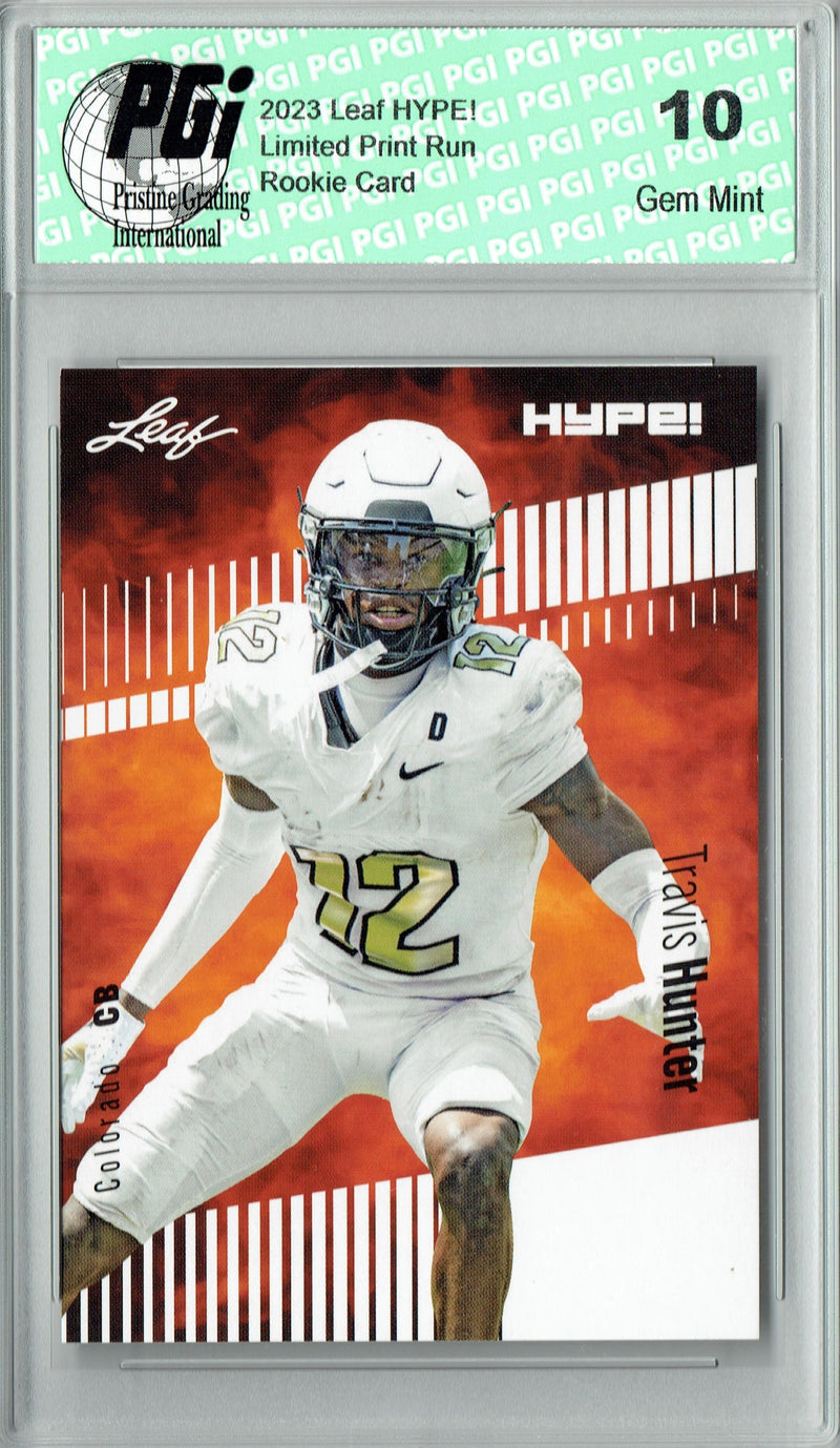Travis Hunter Rookie Card Jacksonville PGI 10 Gem Mint Football Trading Card 2023 Leaf HYPE! #137 Only 5000 Made!