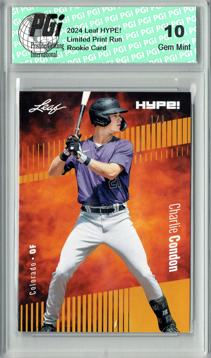 Charlie Condon 2024 Leaf HYPE! #140 Gold Blank Back 1/1 Rookie Card PGI 10