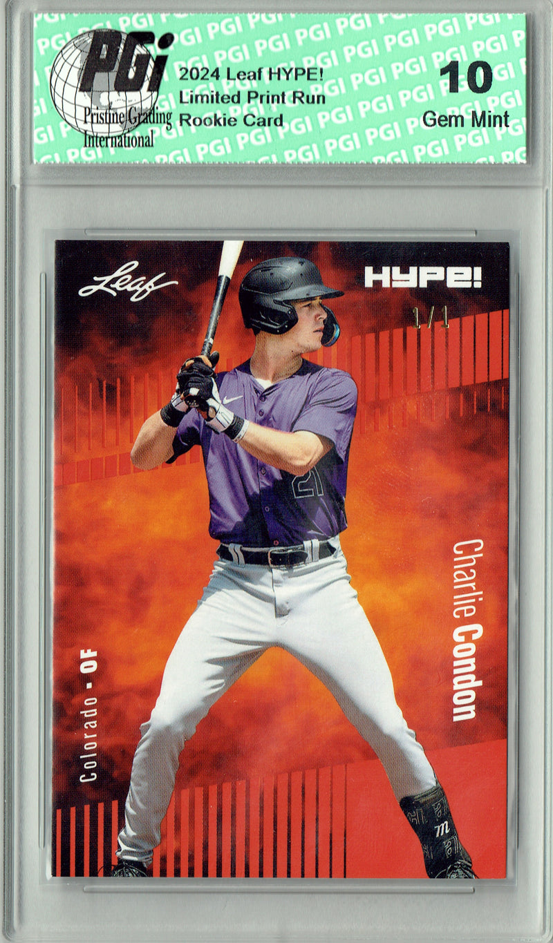 Charlie Condon 2024 Leaf HYPE! #140 Masterpiece 1 of 1 Rookie Card PGI 10