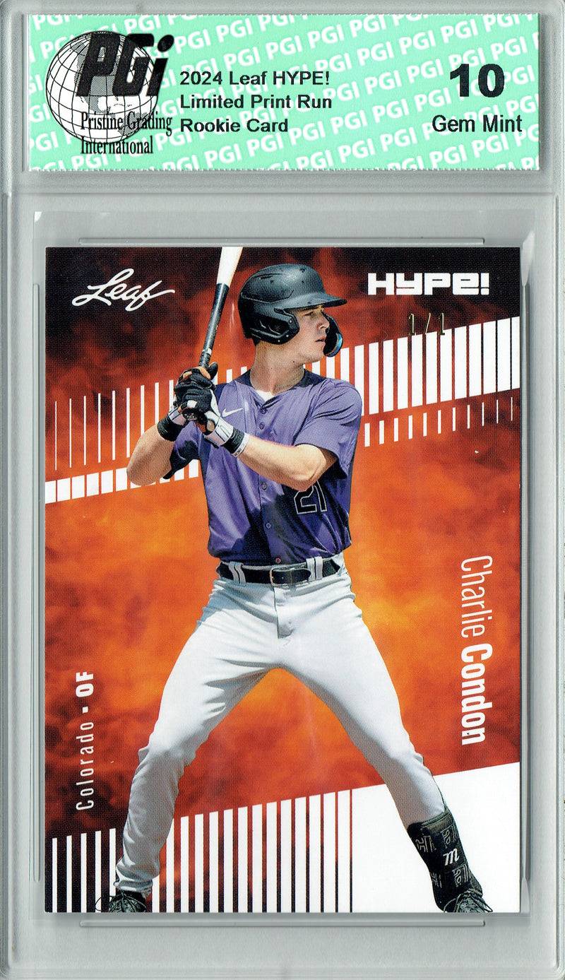 Charlie Condon 2024 Leaf HYPE! #140 White Blank Back 1/1 Rookie Card PGI 10