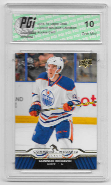 Connor McDavid 2015-16 Upper Deck Collection #CM-19 Rookie Card PGI 10 Oilers