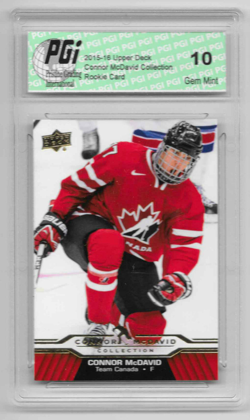 Connor McDavid 2015-16 Upper Deck Collection #CM-4 Rookie Card PGI 10 Oilers