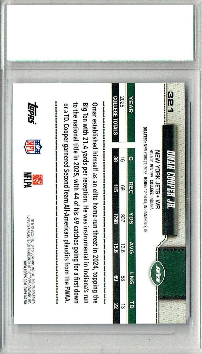 Omar Cooper Jr. Rookie Card 2026 Topps #321 Flagship, Certified Mint+ Condition, New York Jets Football