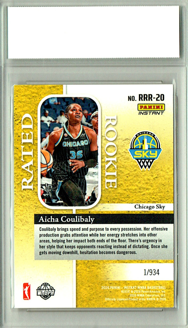 Aicha Coulibaly Rookie Card 2026 Panini Instant #RRR-20 Rated Rookie, Certified Mint+ Condition, Chicago Sky Basketball