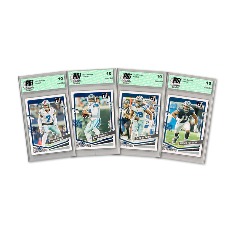 4) Dallas Cowboys PGI 10 Donruss Football 2023 Graded Trading Card Team Set