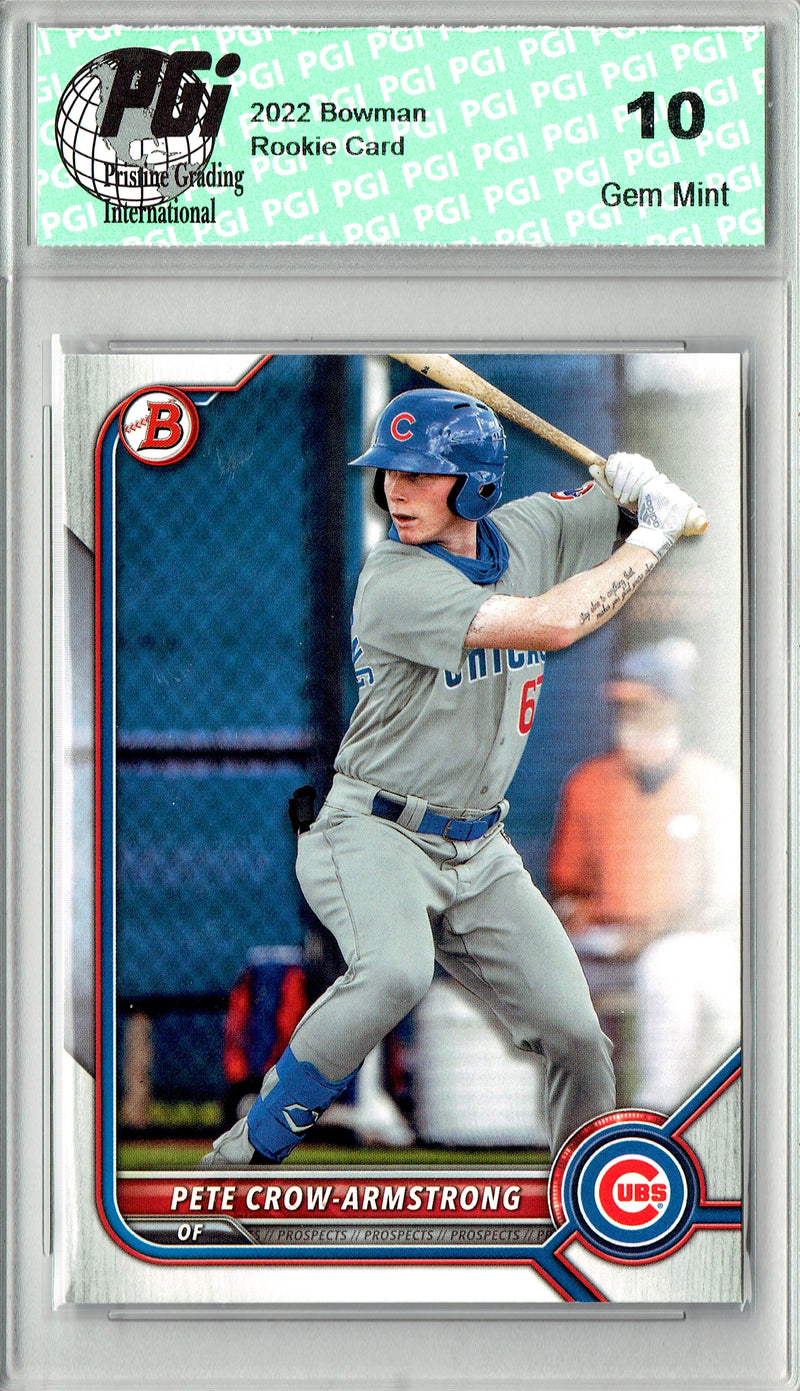 Pete Crow-Armstrong Rookie Card 2022 Bowman #BP-102, PGI 10, Chicago Cubs Baseball