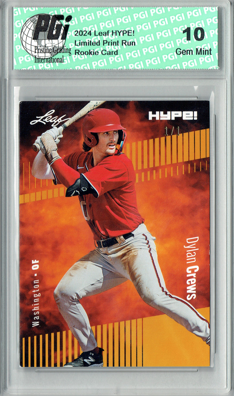 Dylan Crews 2024 Leaf HYPE! #142 Gold Blank Back 1/1 Rookie Card PGI 10