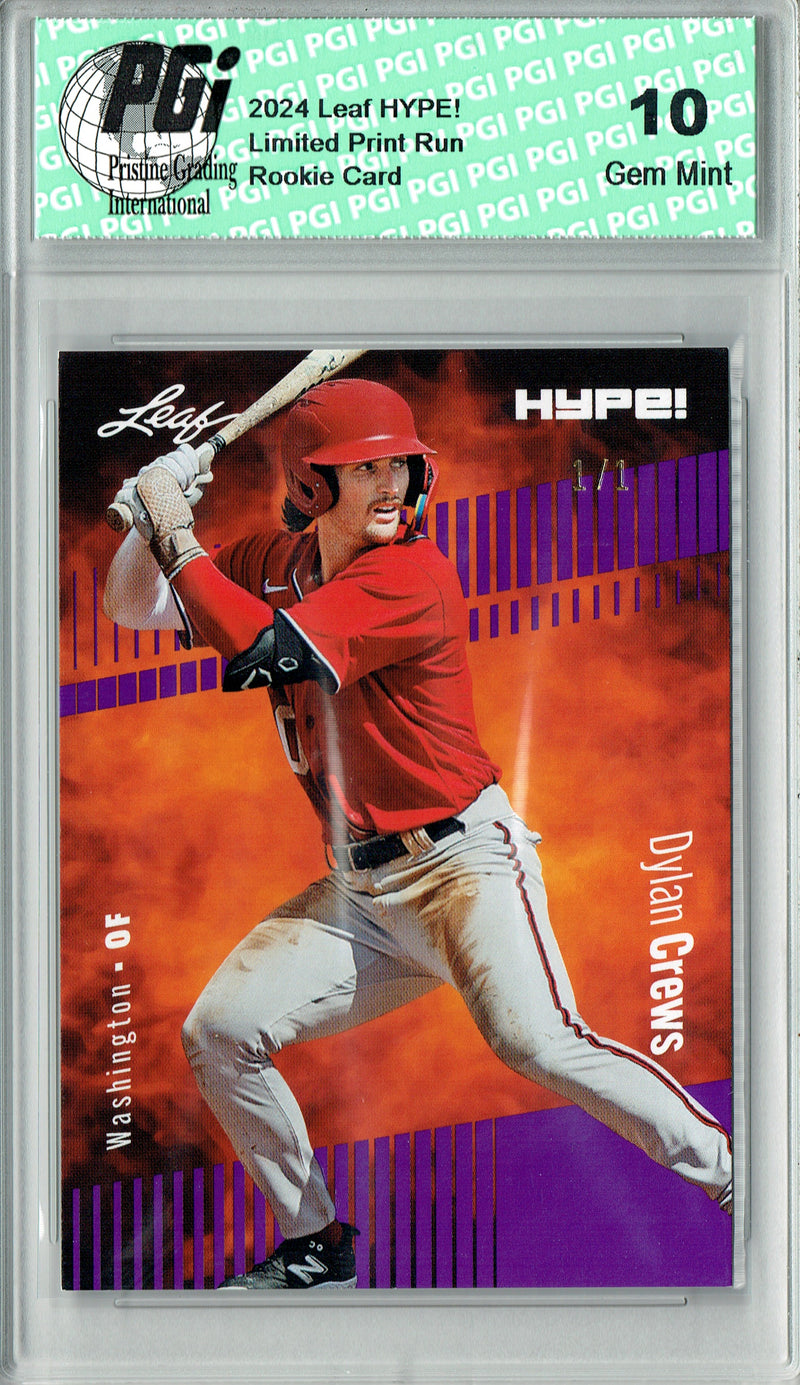 Dylan Crews 2024 Leaf HYPE! #142 Purple Blank Back 1/1 Rookie Card PGI 10