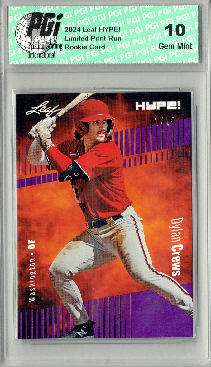 Dylan Crews 2024 Leaf HYPE! #142 Purple SP 10 Made Rookie Card PGI 10