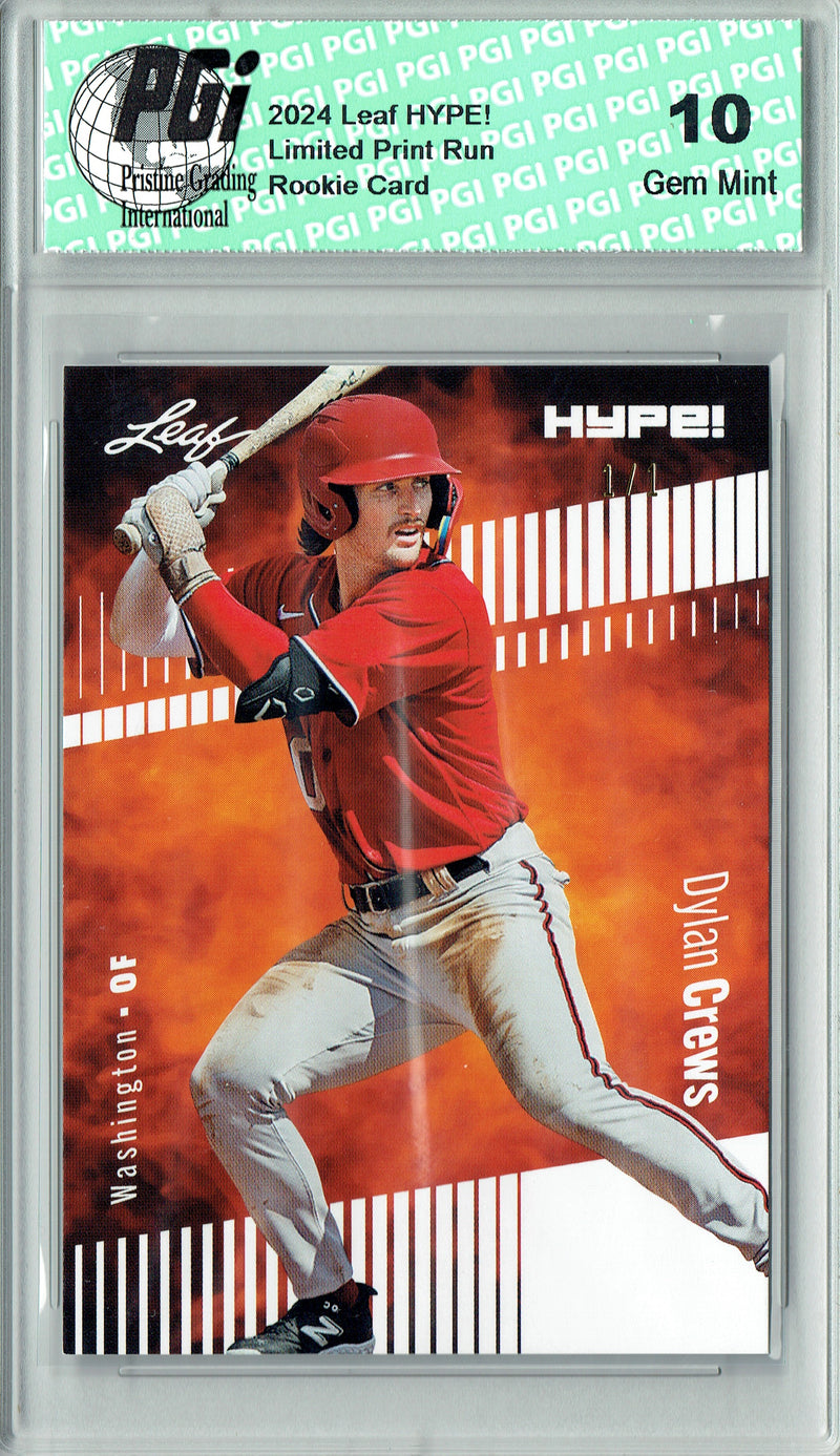 Dylan Crews 2024 Leaf HYPE! #142 White Blank Back 1/1 Rookie Card PGI 10