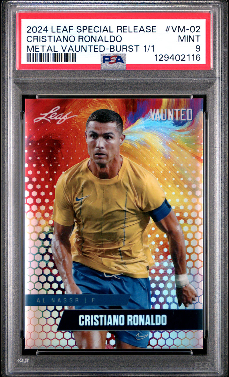 PSA 9 Cristiano Ronaldo 2024 Leaf Vaunted Metal #VM-02 Burst 1/1 Rare Trading Card Portugal