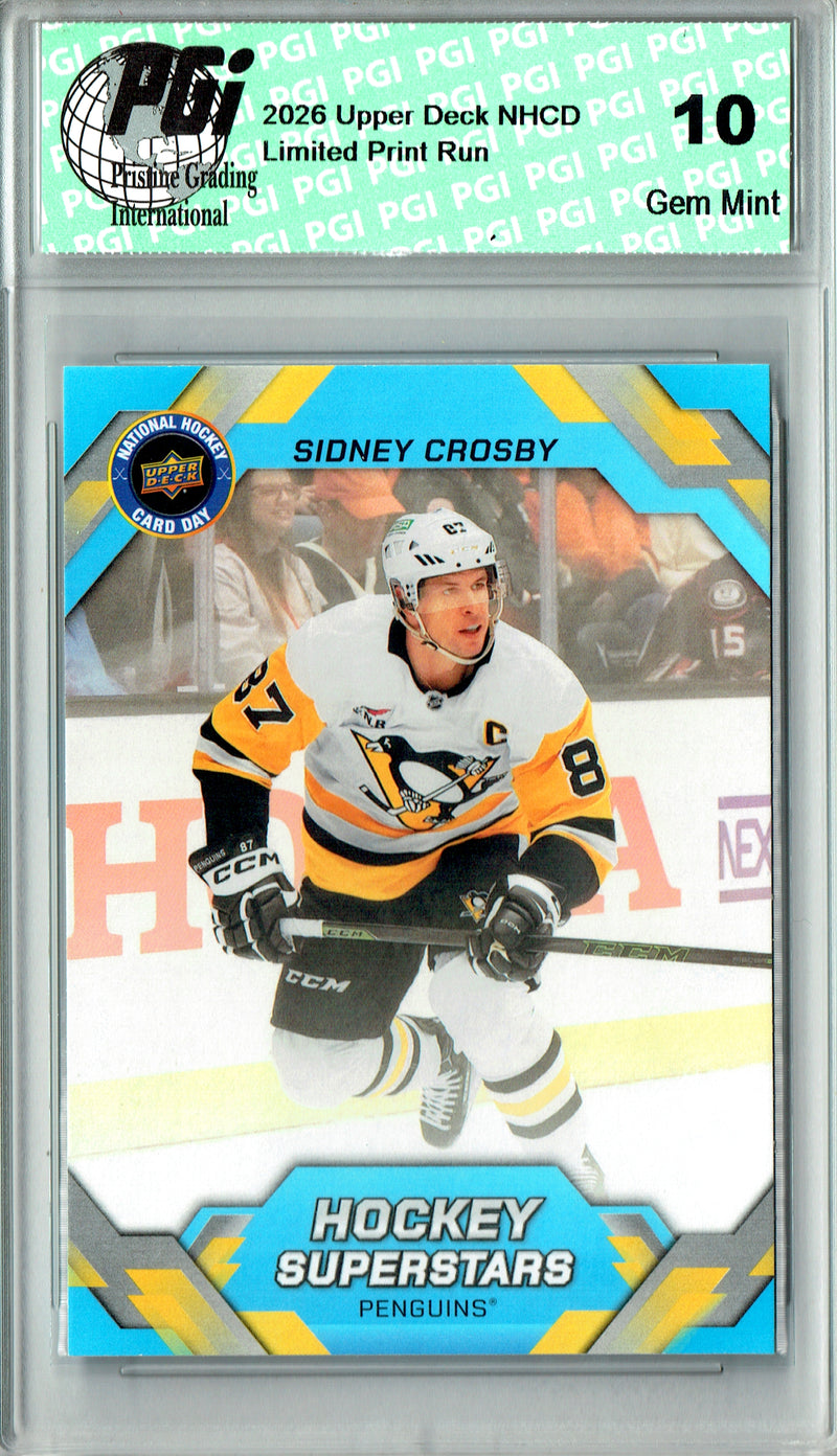 Sidney Crosby Trading Card 2026 Upper Deck #NHCD-13 National Hockey Card Day, PGI 10, Pittsburgh Penguins Hockey